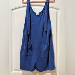 Lovely Melody Blue Ribbed Romper